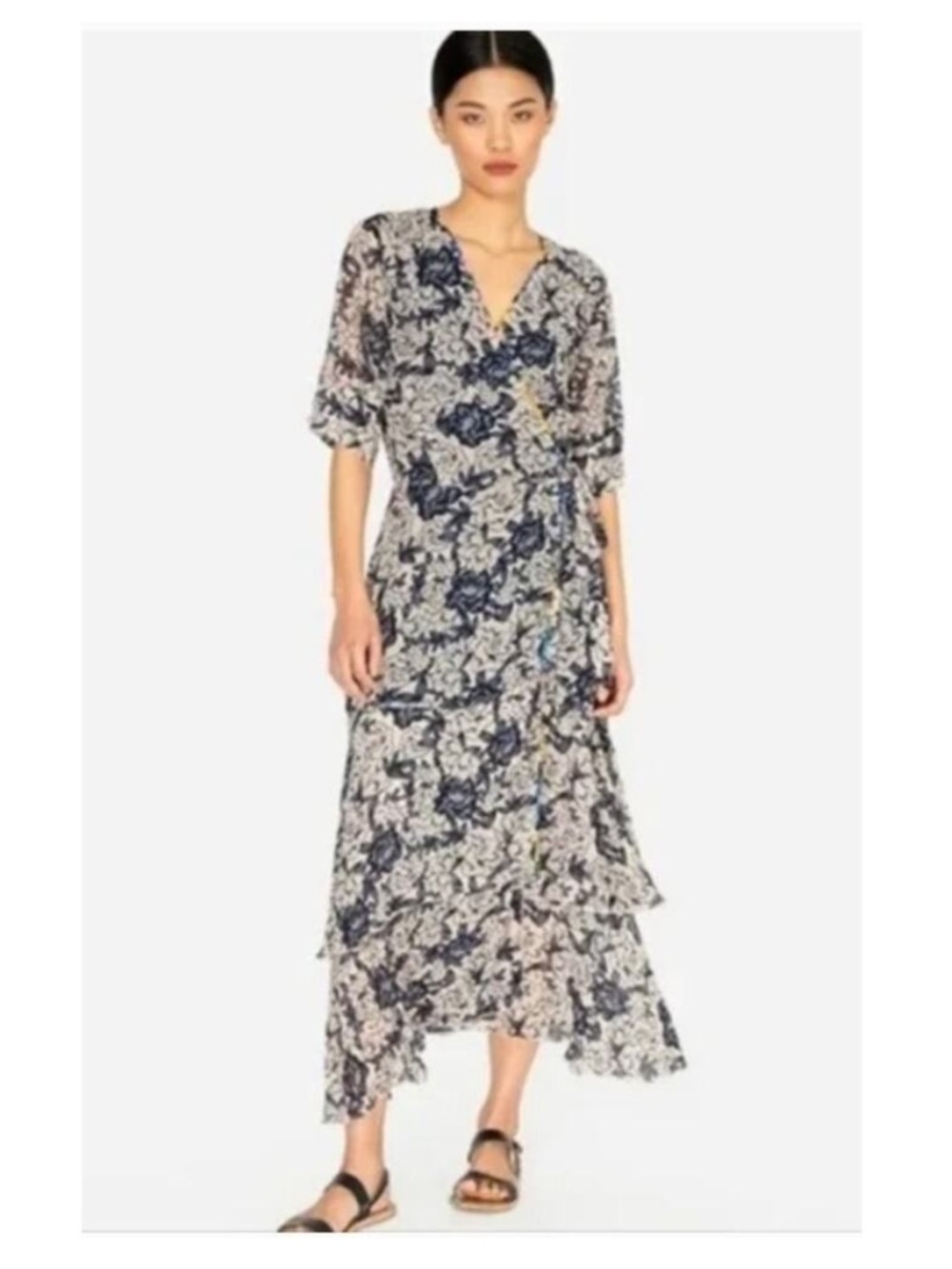 Jade Johnny Was Micha Floral Wrap Dress— Size Small